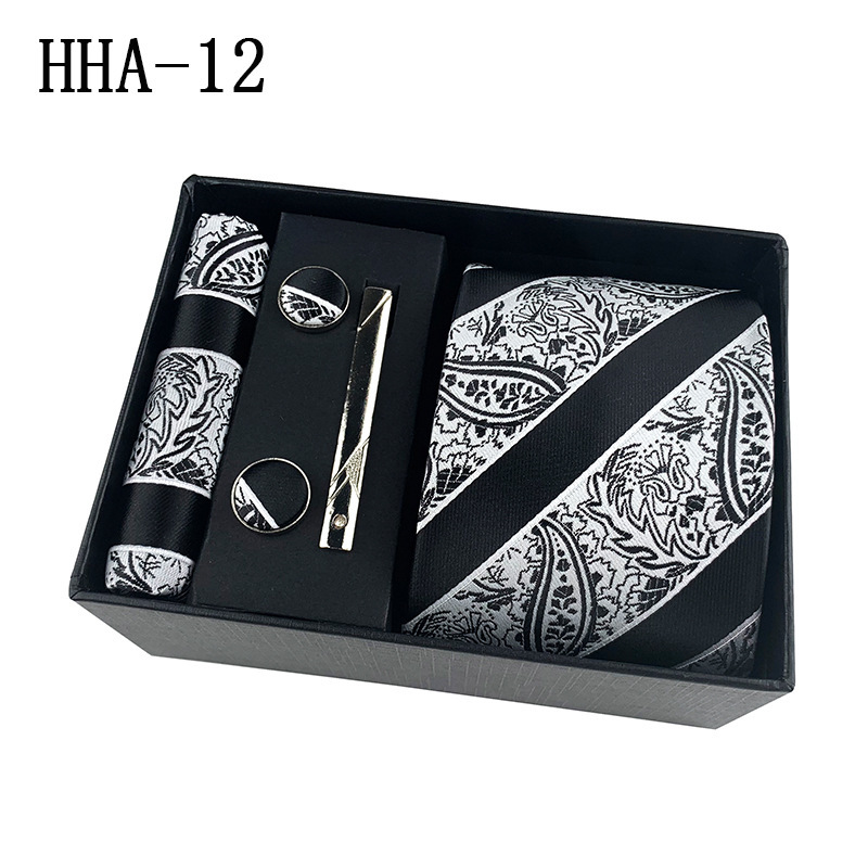 Picture of Factory Wholesale Men's Tie Business Dress Wedding Photo Suit Accessories Tie Cufflinks Square Tie Gift Box