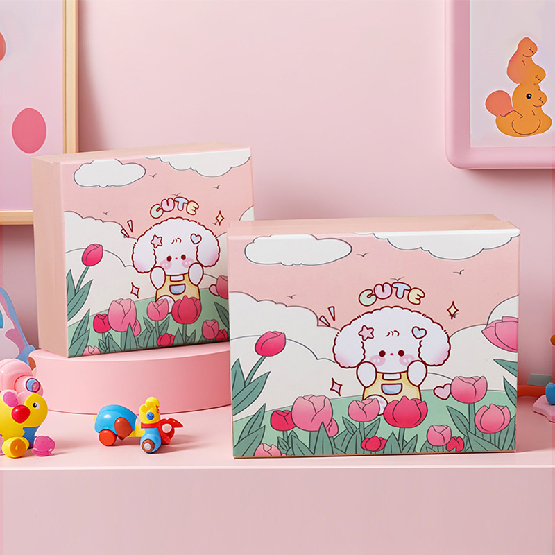 Chinese Valentine's Day Cute Birthday Gift Box Cartoon Gift Box for Girlfriend Companion Gift Box Heaven and Earth Cover Manufacturer Ready Stock