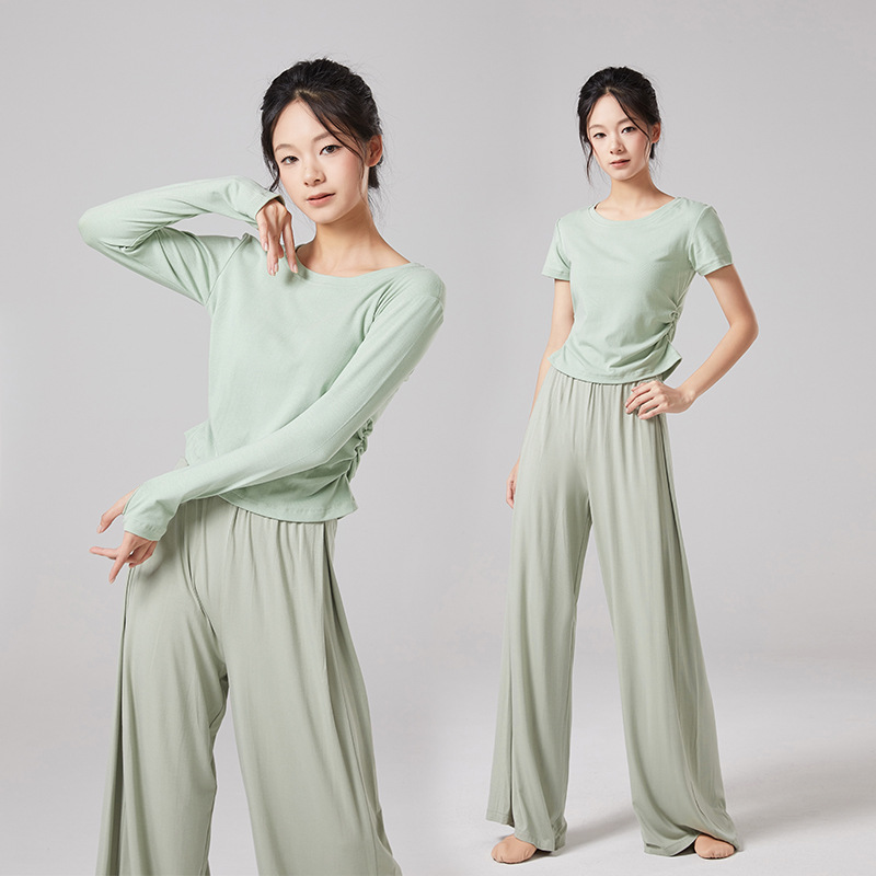Picture of Women's dance costumes, adult body training suits, modern dance wear, ballet practice wear, crew neck slimming classical dance costumes