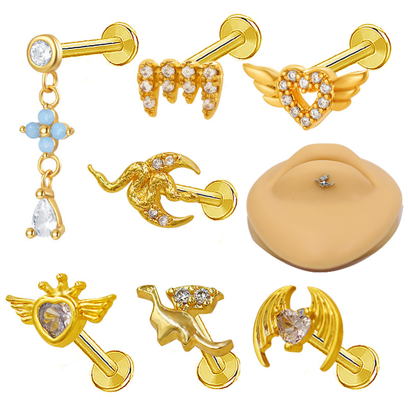 Gaibei European and American Cross-border Bird Lip Nail Love Ear Bone Nail Fashion Dinosaur Puncture Earrings Puncture Jewelry