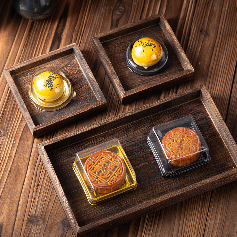 Picture of Plastic round blister moon cake box moon cake holder souffle packaging box thickened snow Mei Niang box dome 50 pieces
