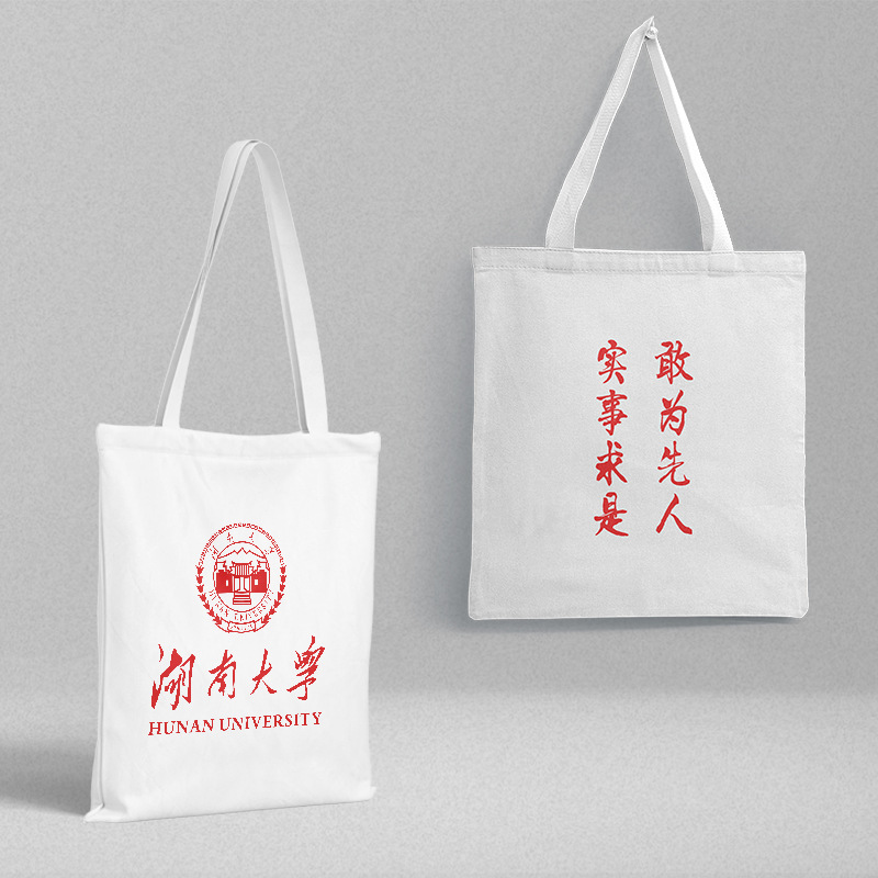 Hunan University canvas schoolbag wholesale length 38 width 35PVC bag independent packaging fashion small fresh handbag