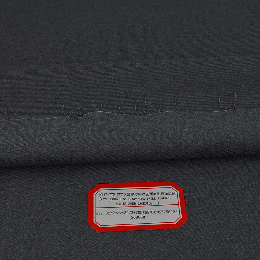 Picture of Cotton polyester double-sided velvet elastic twill CVC2/2 elastic front sanding back scratch CVC fabric