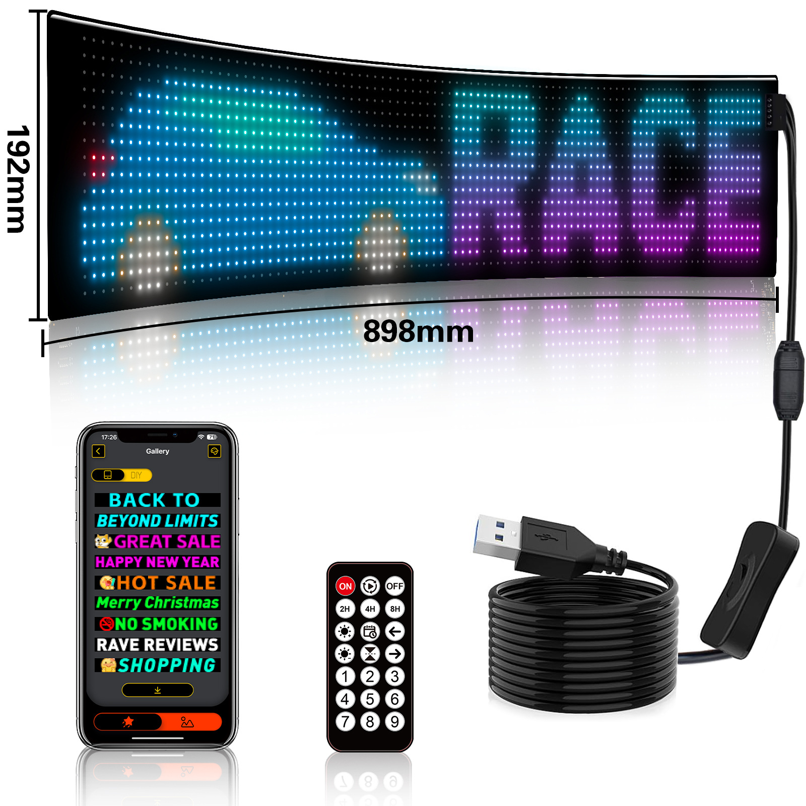 Picture of Led Flexible Screen Led Screen Bluetooth Advertising Screen Ultra-Thin Waterproof DIY Store Recruitment Screen Led Follow-Up Screen Cross-Border New Product