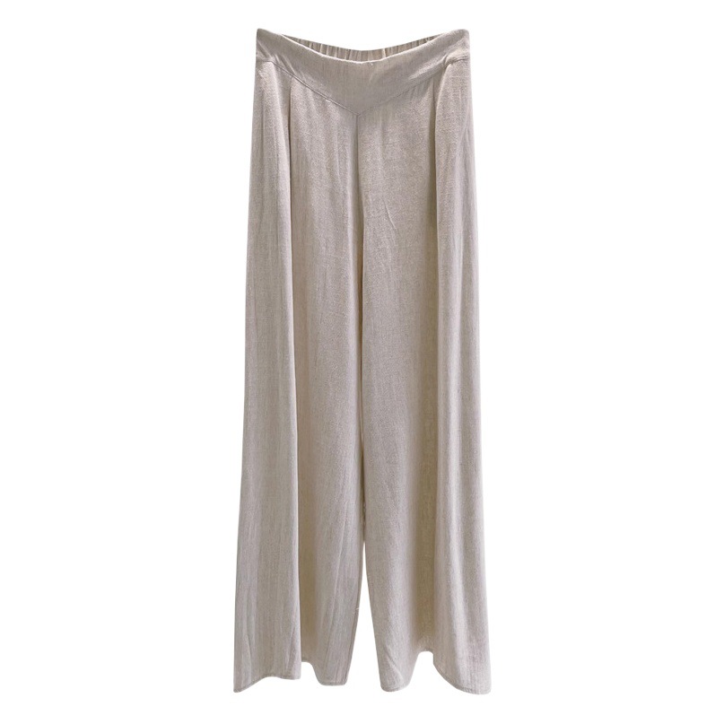 Picture of Cotton and linen wide-leg pants women's high waist draping loose straight dance long pants modern classical dance practice clothing adult