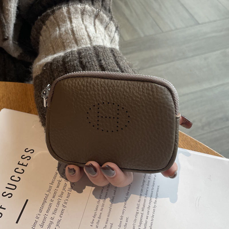 Picture of Genuine Leather Coin Purse for Women 2025 New Trendy Double Zipper Large Capacity Small Wallet Cowhide High-End Coin Bag Small Handbag