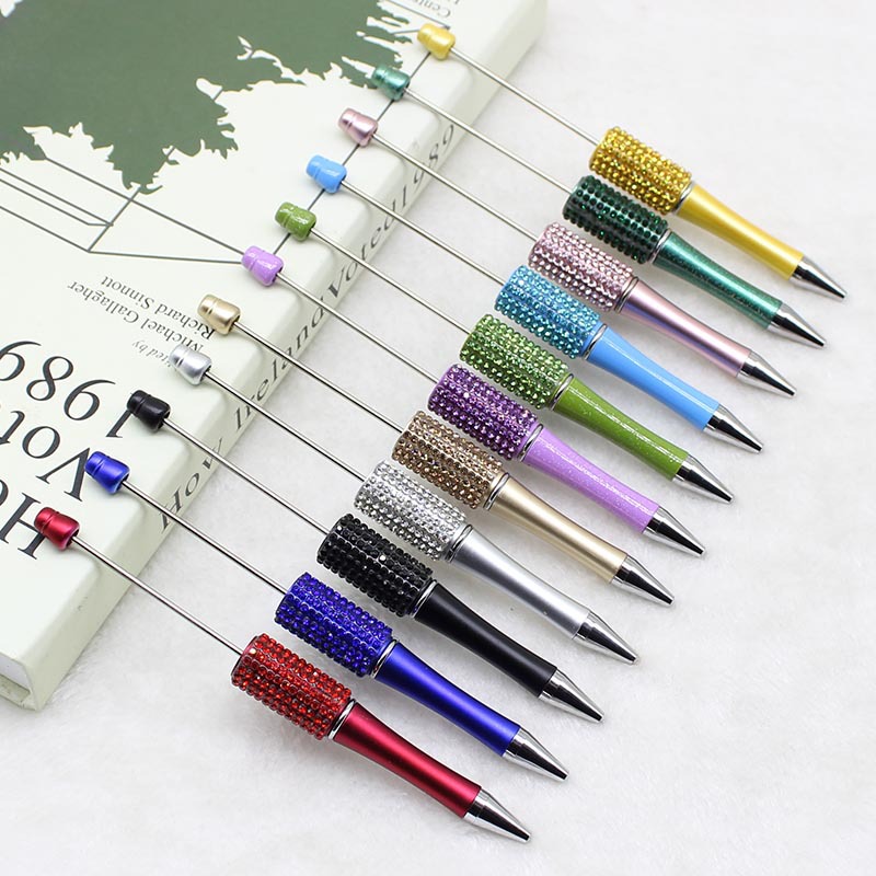 In stock beaded pen with diamond hand-sticking Diamond creative DIY bead pen high-looking gift color leopard print diamond pen