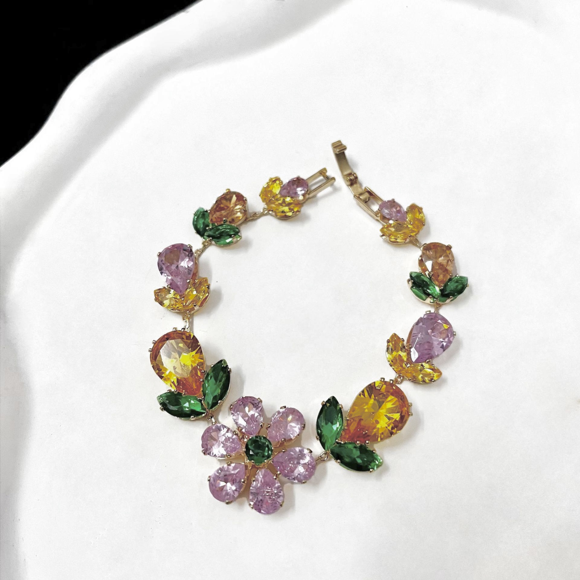 Summer Versatile High-End Cross-Border Live Broadcast Love Color Zirconium Bracelet Fashion Design Jewelry Bracelet Wholesale