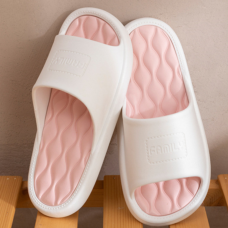 Women's High-Bottom Slippers with a Sense of Stepping on Shit, New Style Indoor Home Leisure Thick-Soled Non-Slip Bathroom Bathing Couple Sandals and Slippers