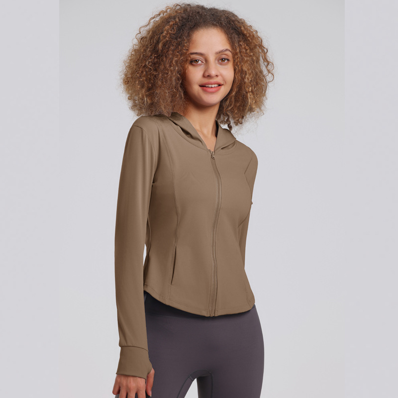 Picture of 2023 New Sports Tops Women's Hooded Slim Fitness Tops Women's Quick-Drying Casual Running Yoga Top