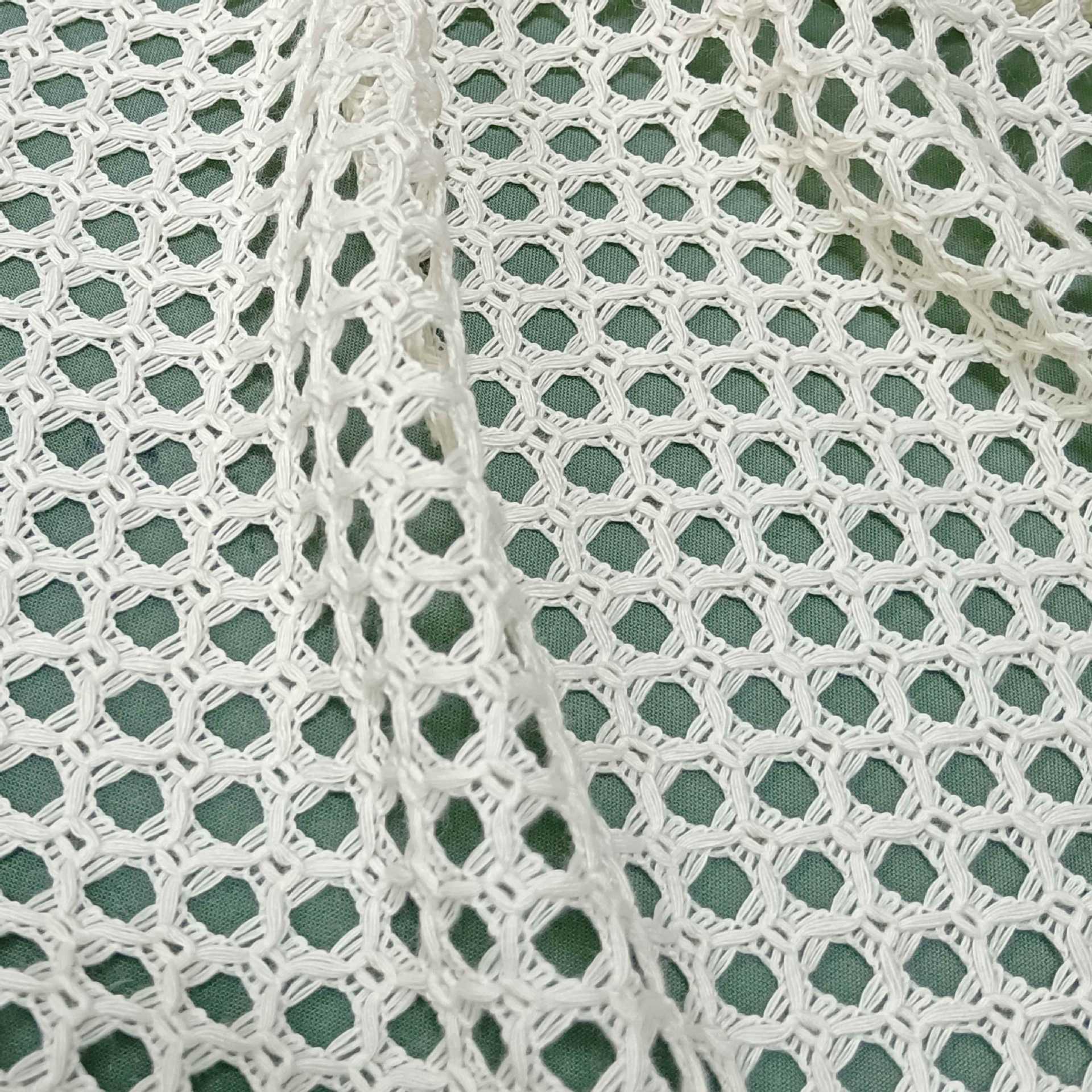 Lace Fabric Cut Out Retro Knitted Hook Pattern Cross Checkered Accessories Handmade DIY Lace Cloth Pattern Wedding Dress