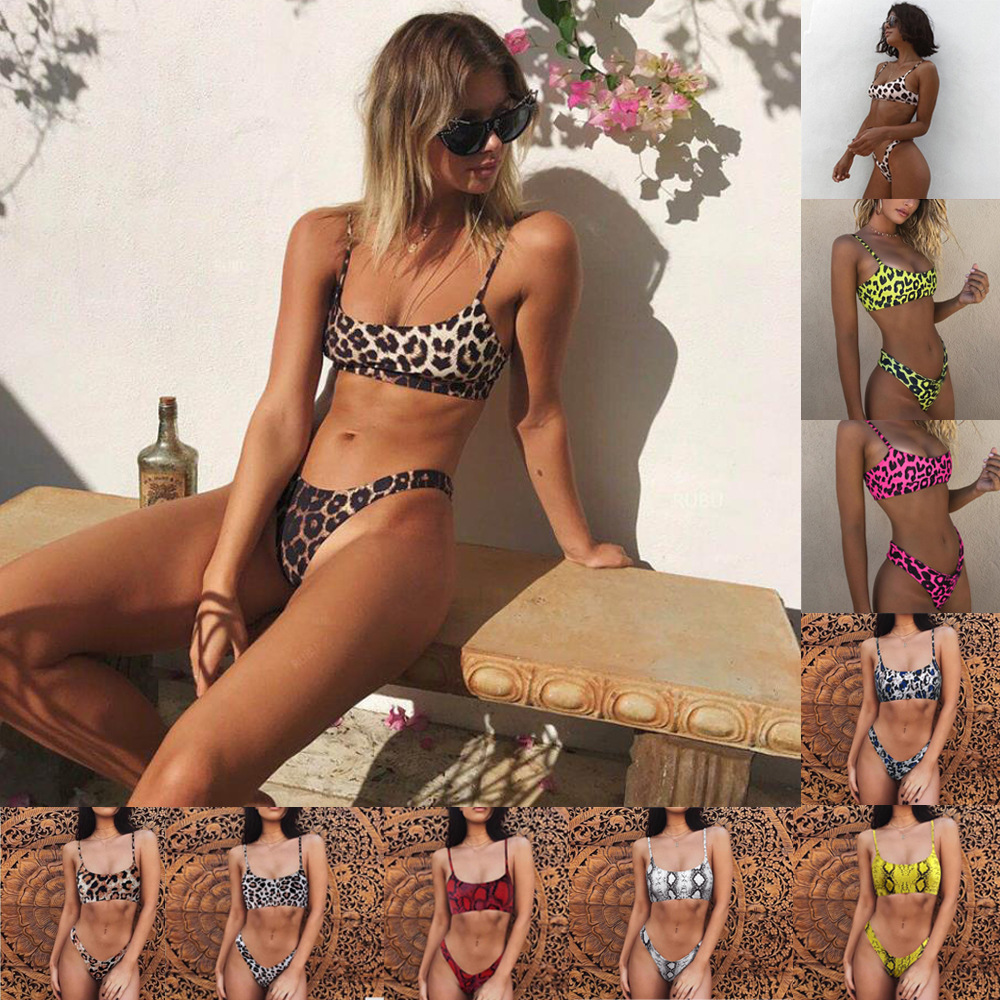 2025 European and American Foreign Trade Hot Selling Women's Split Swimwear Sexy Leopard Print Bikini Bikini AliExpress