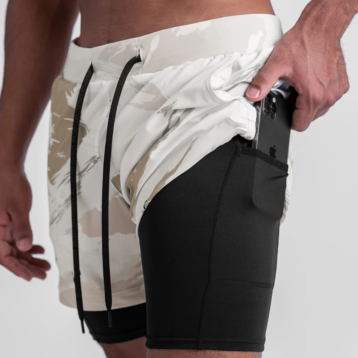 Cross-Border Export New Men's Summer Trendy Sports Shorts Outdoor Running and Cycling Breathable Double-Layer Shorts for Men