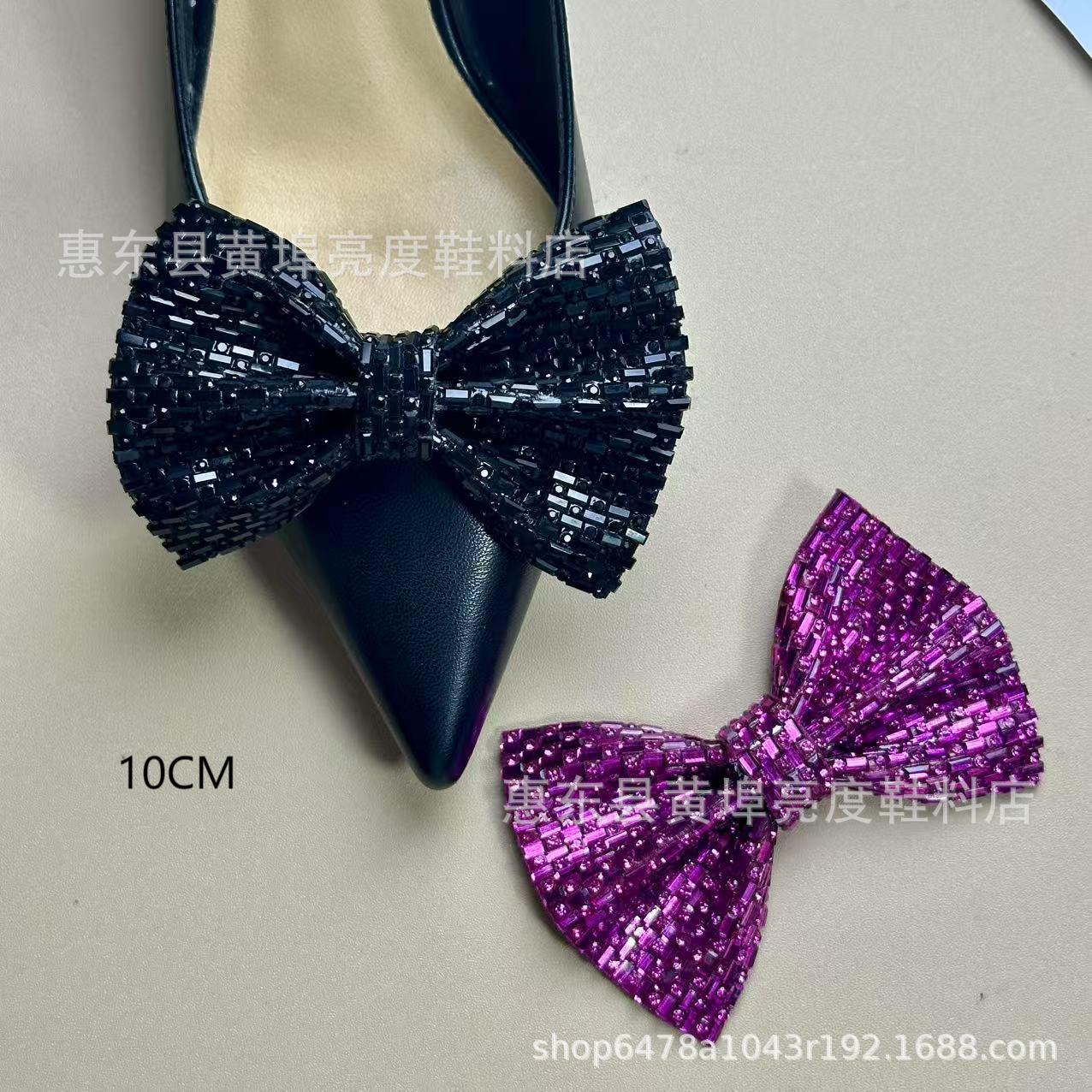 Simple shoe flower shoe buckle, rectangular glass diamond with bow removal across lenses, floral bag decoration, hat accessory brooch