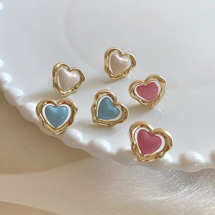 Advanced Candy Color Love Unique Niche Design Sense Earrings Women's Spring and Summer Sweet Elegant Fashion Earrings Earrings