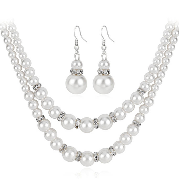 Picture of Cross-Border Resources Good-Selling Pearl Necklace Set, Double-Layered Pearl Necklace, Evening Elegant and Versatile Accessories