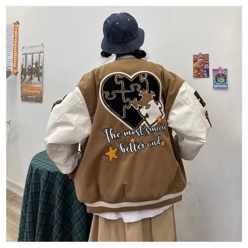 Picture of 2023 American Fashion Vintage Letter Embroidered Printed Baseball Jacket Cotton-padded Women's Loose Spring and Autumn Handsome Jacket