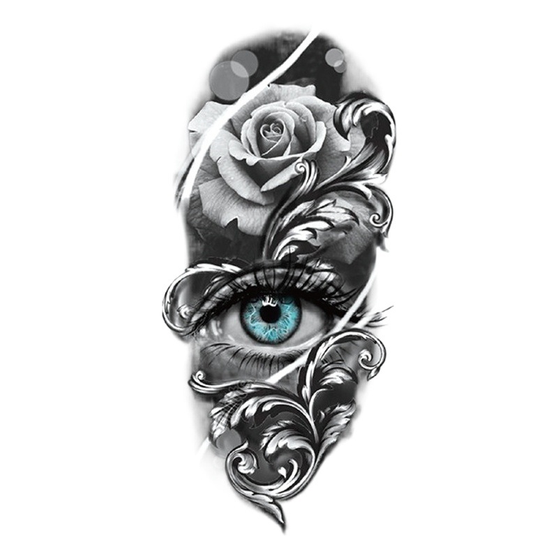 Factory wholesale new fresh tattoo stickers men and women Wolf Animal Flower black and white color tattoo stickers in stock