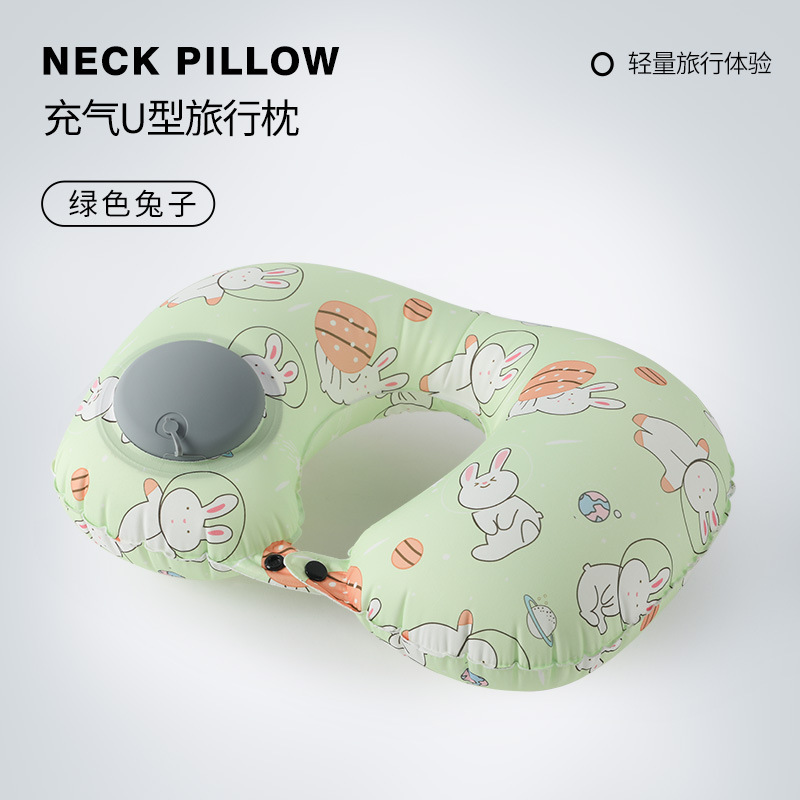 Picture of Inflatable U-shaped Pillow Cool Pressing Inflatable Pillow Travel Portable Neck Pillow Travel Sanbao Storage Pillow for Airplane