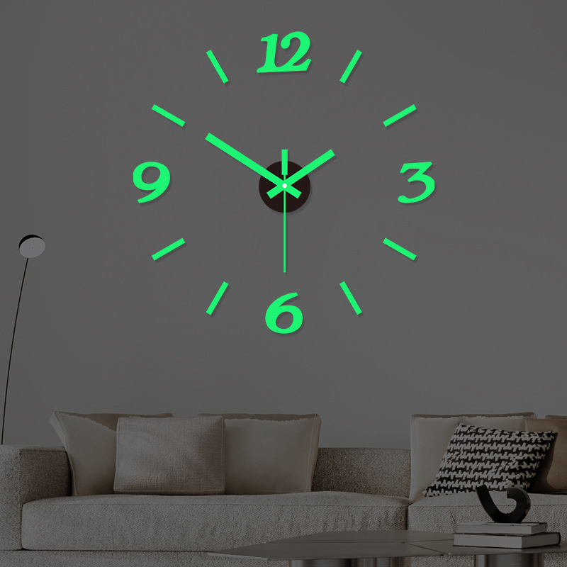 Punch-free creative digital clock Nordic living room acrylic wall clock bedroom mute wall clock decorative wall sticker clock