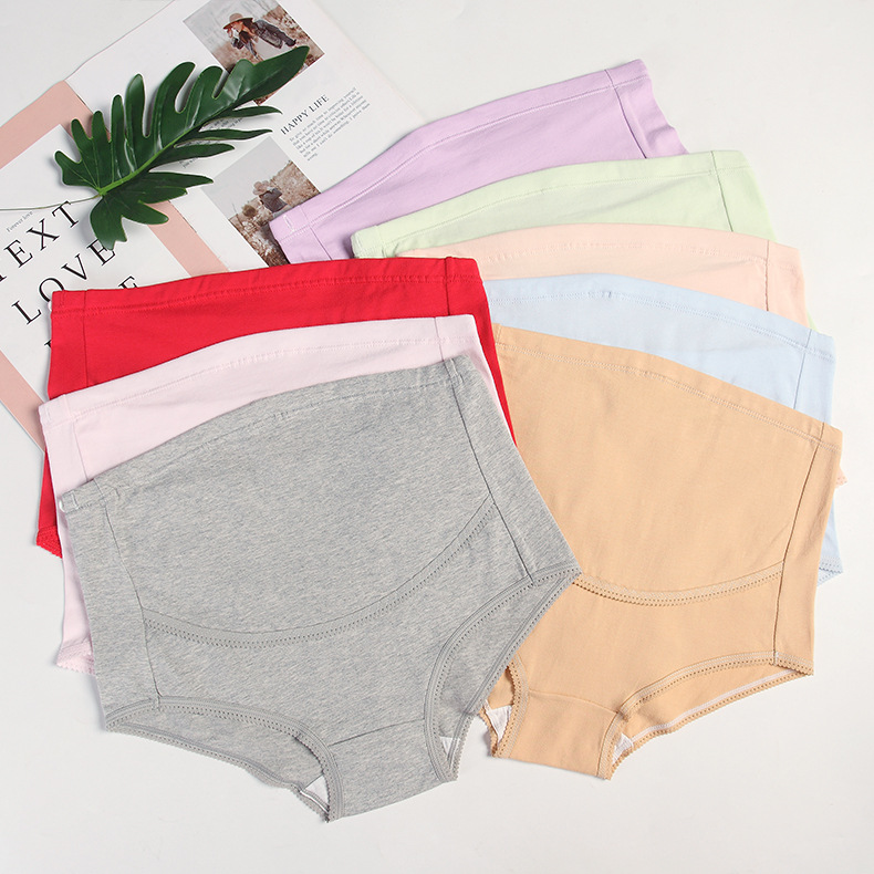 Solid Color Version of High-Waisted Maternity Underwear, Large Size, Breathable, High-Waisted, Belly-Supporting, Adjustable, Seamless Belly-Supporting during Pregnancy Manufacturer