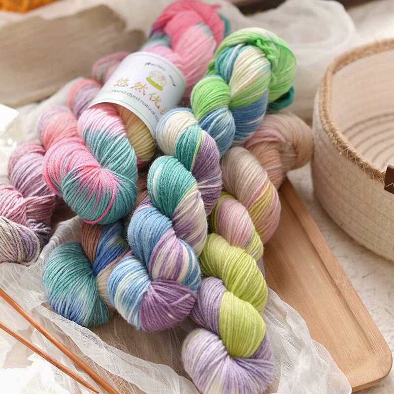 Wool Hand-Dyed Thread Hand-Dyed Section Dyed Gradient Fancy Wool Thread Hand-Knitted DIY Wool Sweater Scarf Shawl