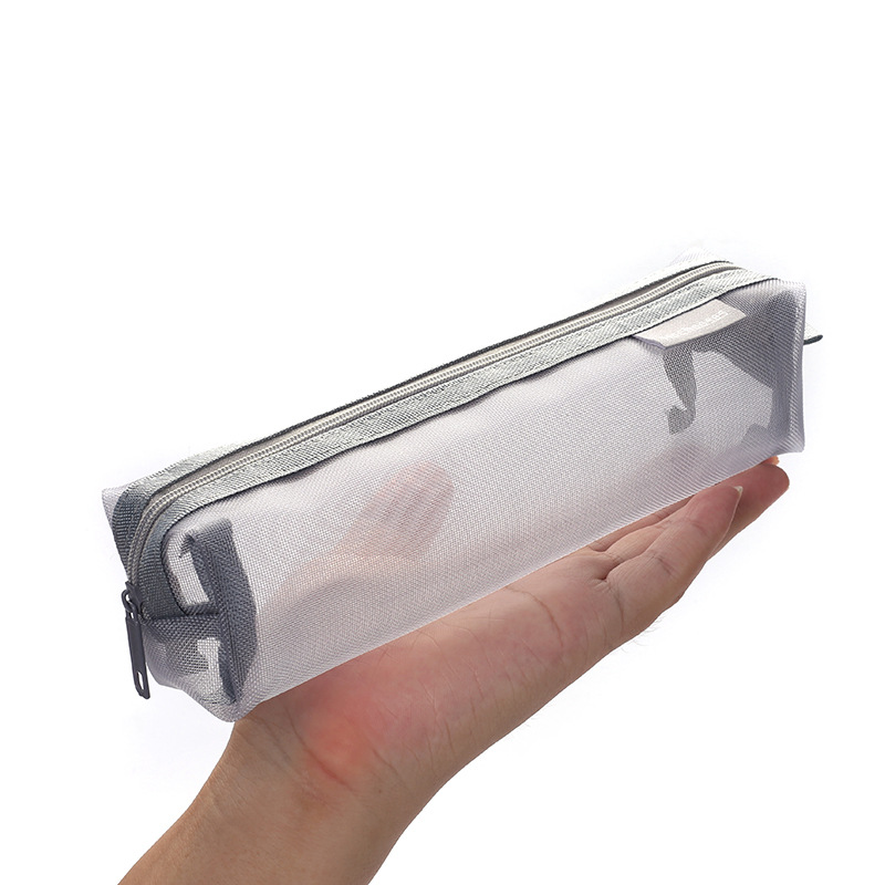 Picture of Thickened square simple transparent mesh pencil case large capacity pencil case student examination stationery bag storage box wholesale