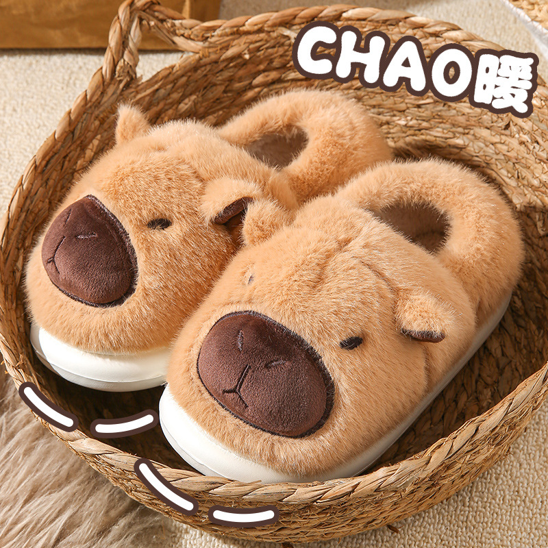 Picture of Kapibala Furry Slippers for Women Autumn and Winter Outer Wear Thick-Soled Indoor Home Warm Baotou Cotton Slippers Cross-Border Wholesale