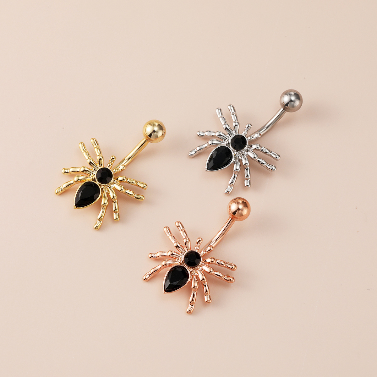 in stock Hot Sale Spider Halloween Navel Nail Zircon Steel Navel Ring Piercing Jewelry Stylish Navel Buckle