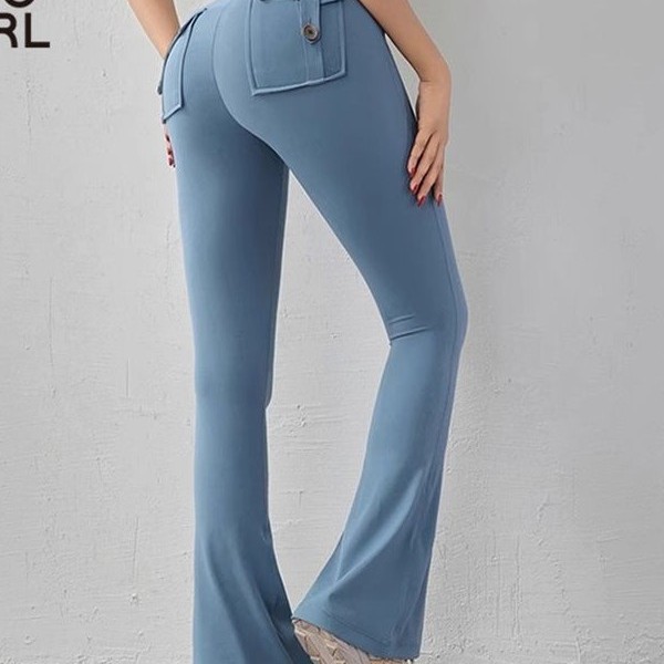 YIDI Yoga Tooling Style Peach Hip Pocket Flared Pants Sports Quick-drying Small Sexy Trousers