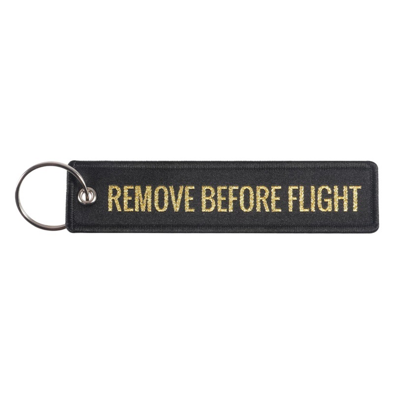 Spot wholesale new aviation gift key chain woven gold thread REMOVE BEFORE FLIGHT key chain