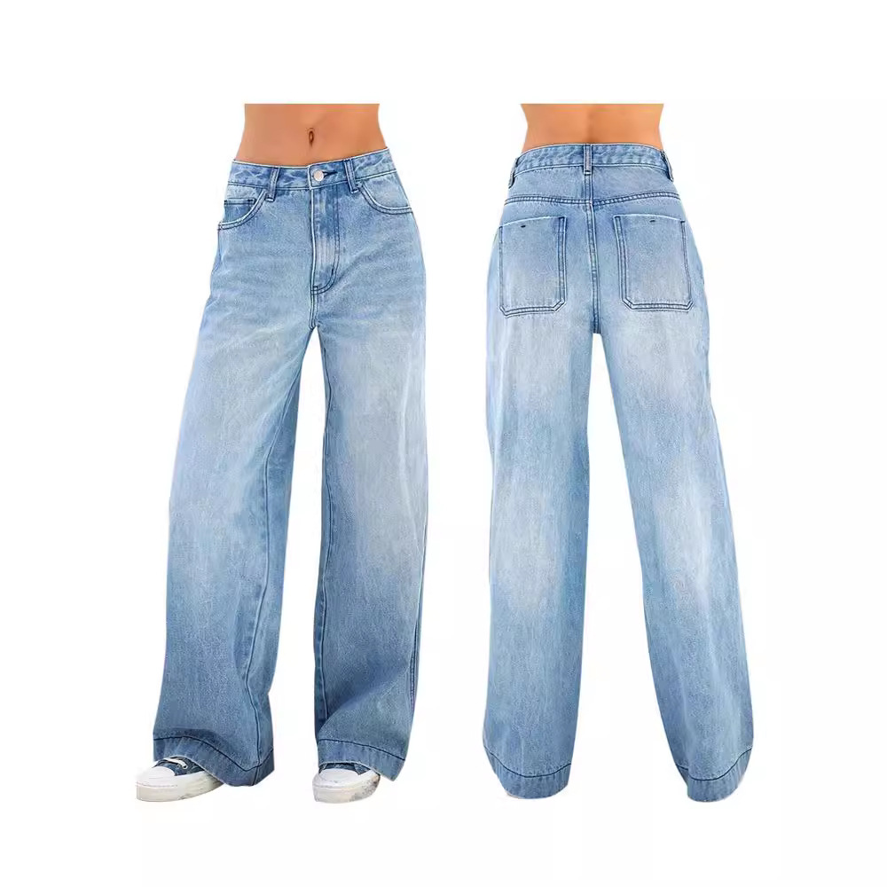 Autumn 2024 Europe and the United States cross-border independent station foreign trade loose waist jeans women's trousers 0051
