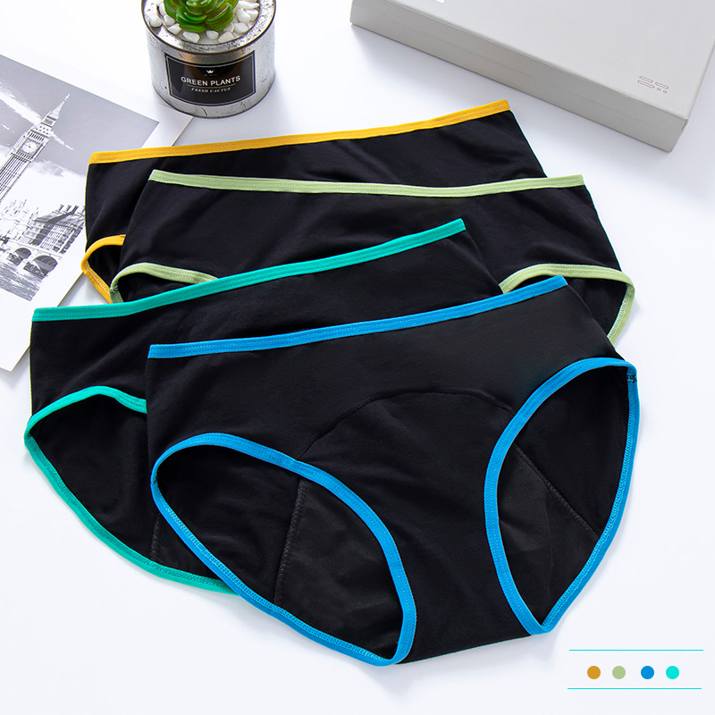 Picture of Foreign trade color side menstrual period underwear women's cross-border low waist plus size large flow three-layer menstruation period underwear