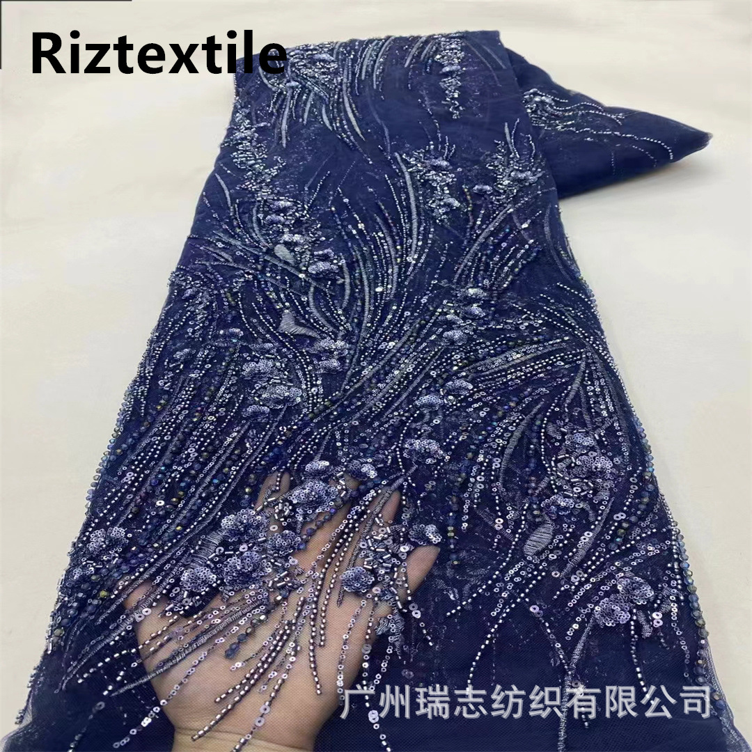 New Colorful Diamond Bead Wedding Dress Embroider Fabric European and American African Fashion Lace Cloth Beaded Lace