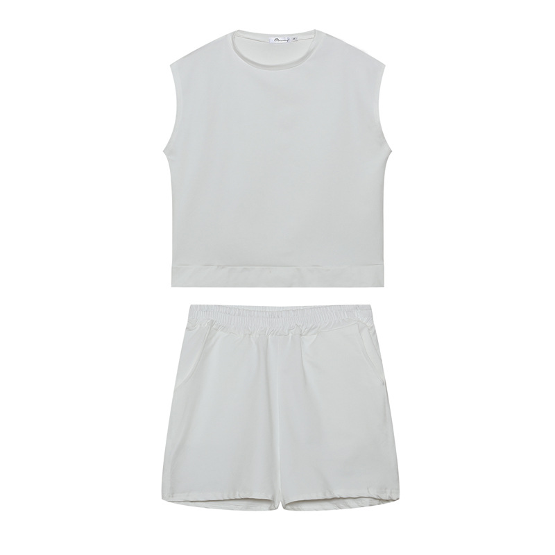 Picture of 2023 cross-border Europe and America Amazon summer solid color loose bat short sleeve T-shirt shorts sports casual suit women's clothing