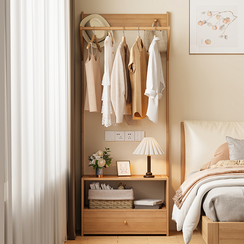 coat rack, bedroom clothes rack, entrance door hanger, hanging hanger for rental house, drying rack, simple bedside table, bedside table