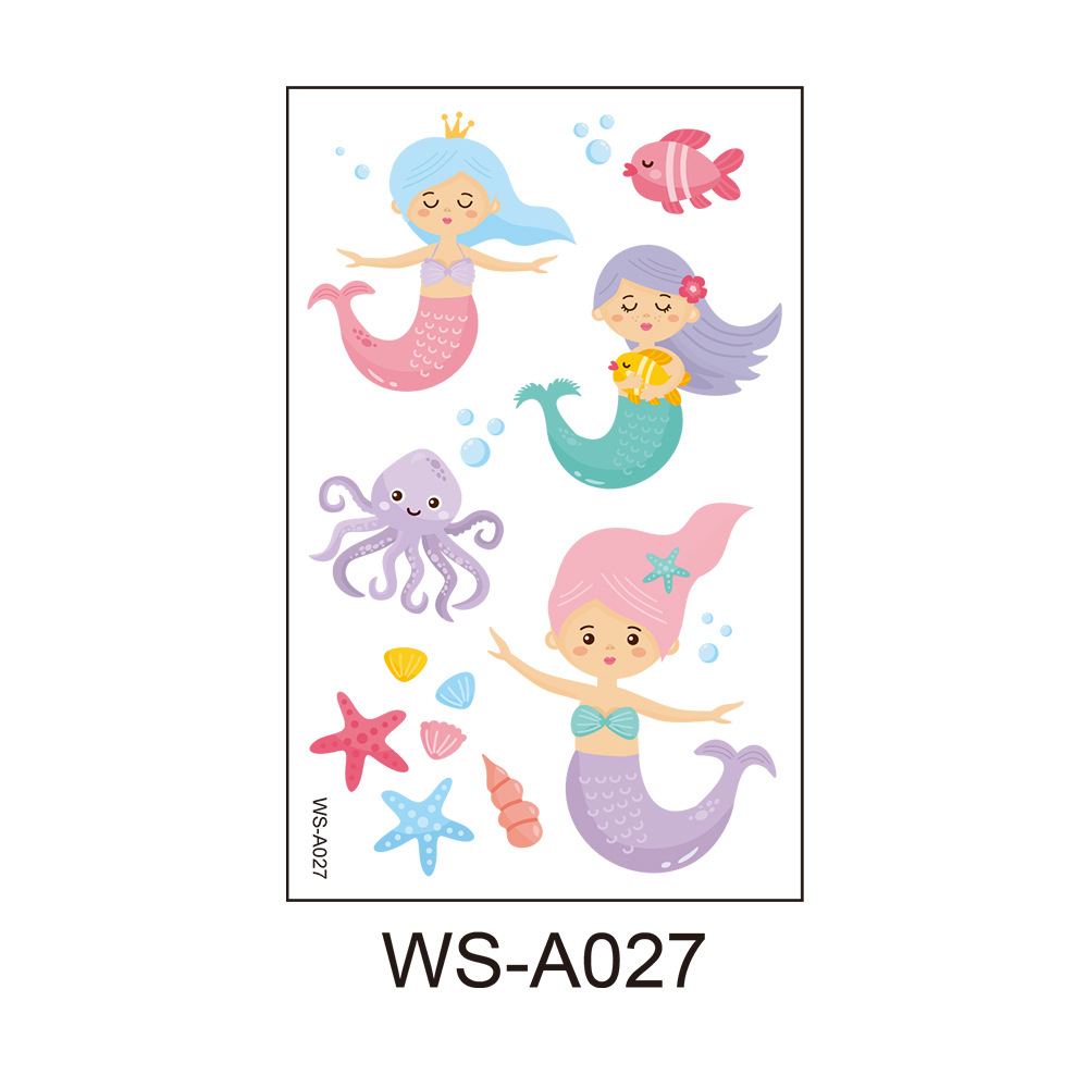 Picture of Cross Border Waterproof Sweat Tattoo Children Cartoon Dream Party Princess Theme Stickers suit Mermaid Tattoo Stickers