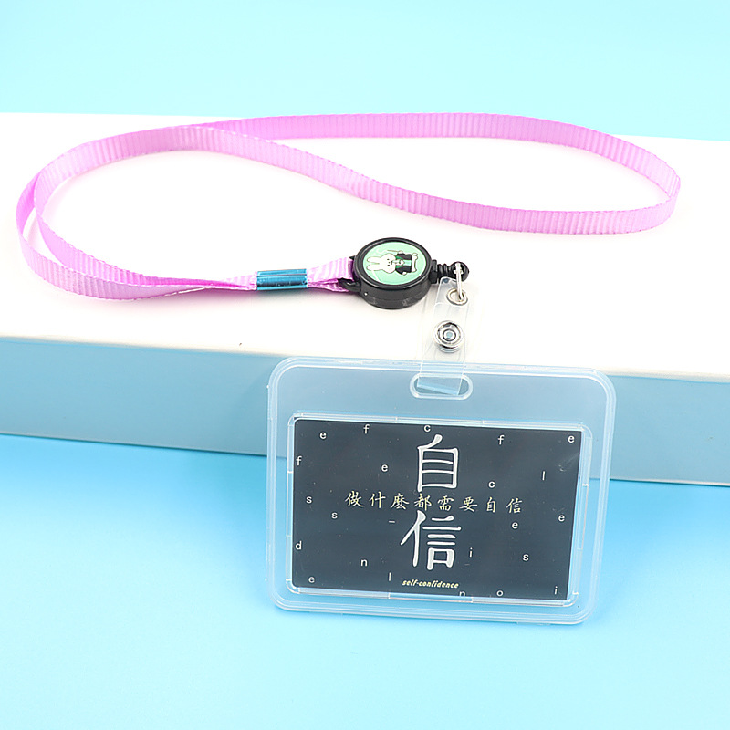 Picture of Campus student card holder retractable horizontal transparent card holder bus card holder ID card holder ID card holder lanyard