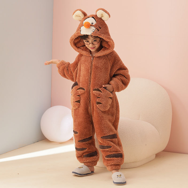 Picture of Funny Clothes Children's One-piece Pajamas Parent-child Clothes Boys Family of Three or Four Sullivan Winter fleece-lined One-piece Clothes