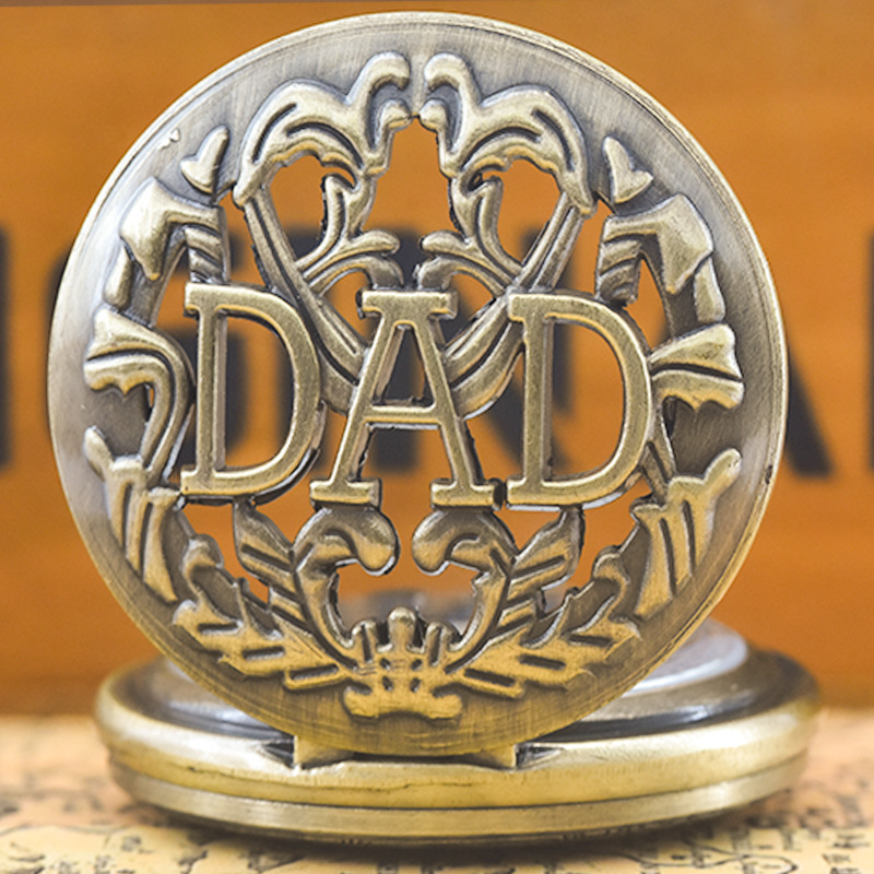 Amazon Hot Sale DAD Men's Casual Vintage Pocket Watch Father's Day Cross Border Gift Necklace Quartz Pocket Watch