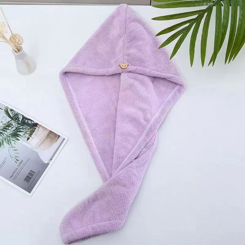 Picture of Class a Dry Hair Cap Thickeneded Super Absorbent Quick-Drying Shower Cap Double Layer Coral Velvet Edge Dry Hair Towel Ready for Sale
