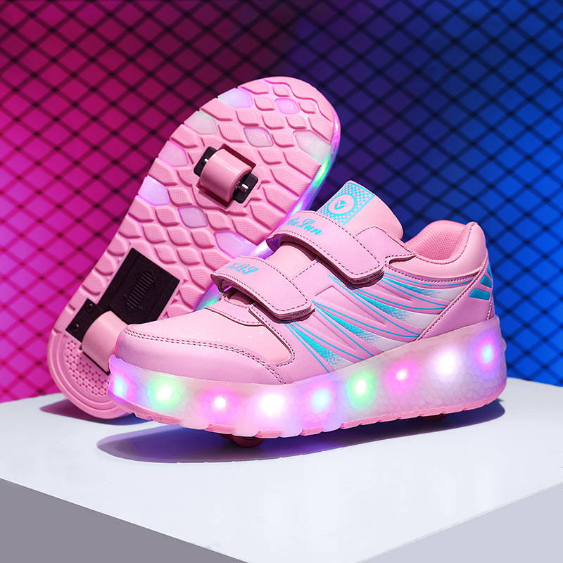 Picture of 2025 new cross-border children's luminous shoes pulley heloo shoes boys with brake wheels skates student sports