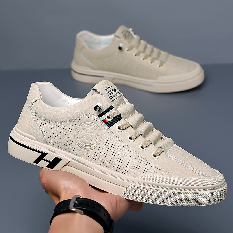 Summer Men's Shoes New Embossed Breathable White Shoes Men's Korean-style Trendy All-match Youth Sports Casual Sneakers