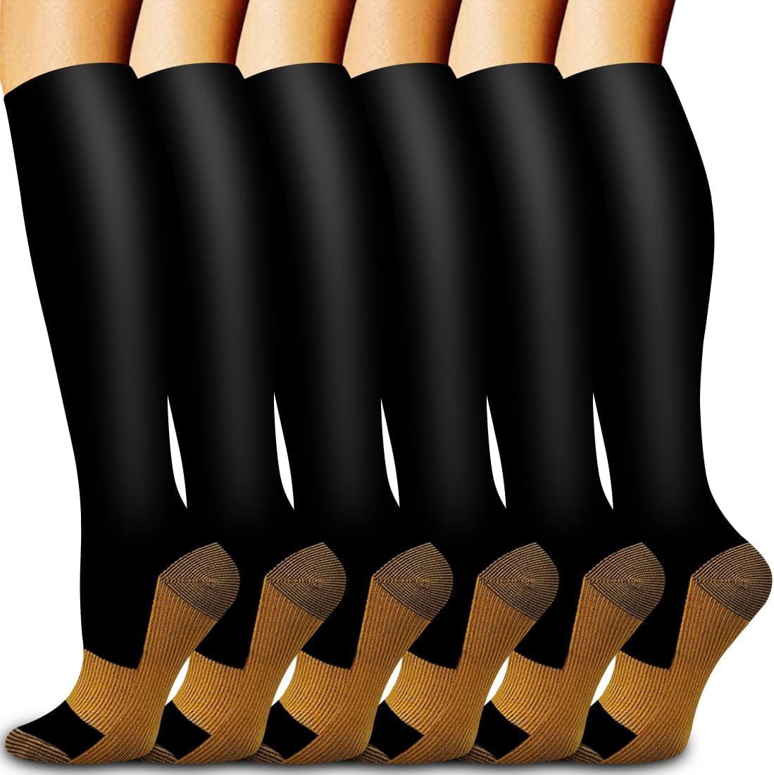 Amazon best-selling 6-pair solid color combination compression socks for men and women, suitable for running, cycling, travel, circulation compression socks
