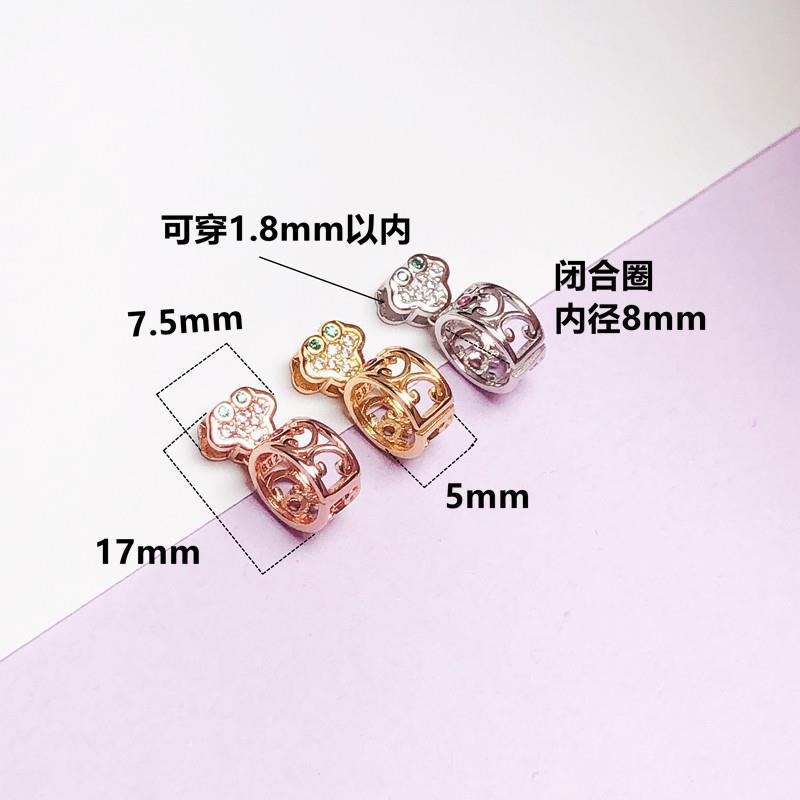Picture of S925 Sterling Silver Pendant Buckle Ring Princess Buckle Golden Emerald Crystal Jade Peace Ring Clip