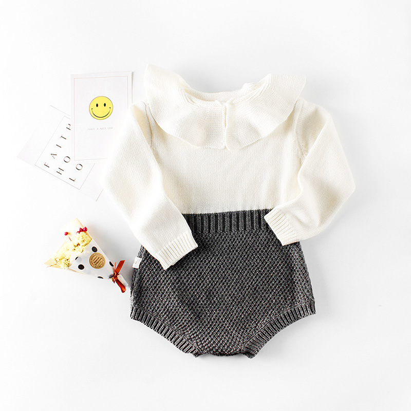 Picture of ins Hot Selling Spring and Autumn Girl Baby Baby Baby Doll Collar Knitted Wool Jumpsuit