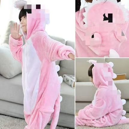 Picture of Cross-Border Flannel Adult and Children Dinosaur One-Piece Pajamas Animal Dinosaur One-Piece Pajamas Parent-Child Home Performance Clothes