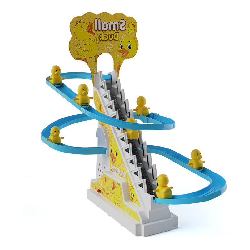 Picture of Cross-border TikTok popular duck climbing stairs children's educational toys electric automatic light splicing track stall