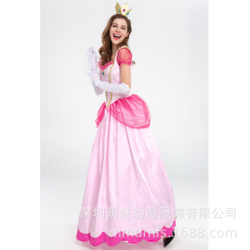 Picture of 2025 New Mario Princess Peach Pink Pricess Stage Outfit Pink Party Queen Dress
