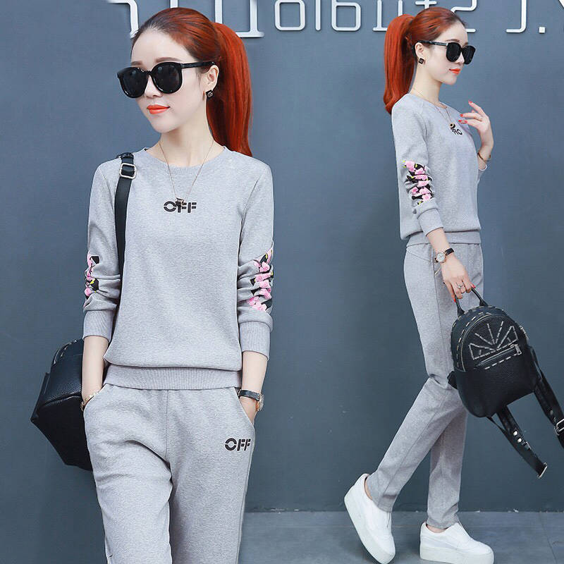 Sportswear suit women's spring and autumn new student Korean style loose fashion casual plus size two-piece suit